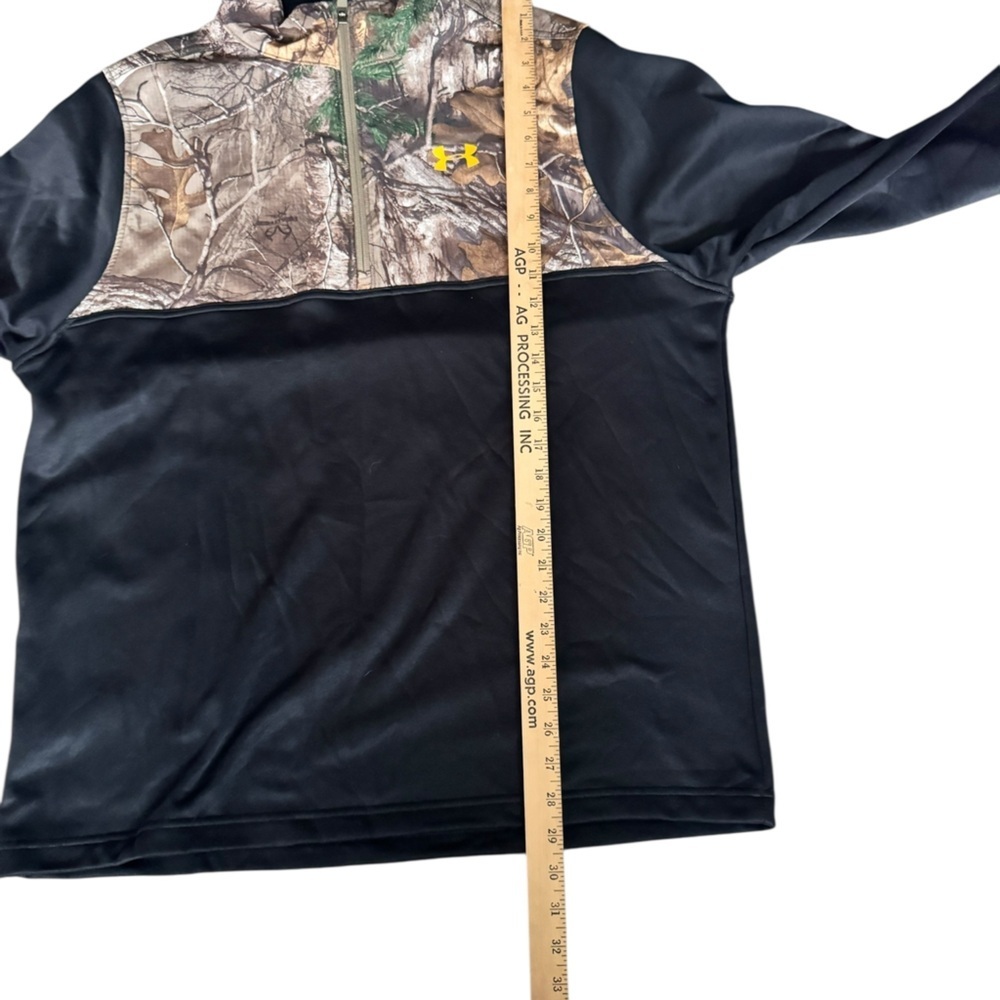 Under Armour Large Realtree Camo Quarter Zip Fleece Pullover Black Hunting AA23 - Picture 3 of 9